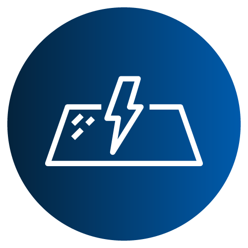 Icon of electric bolt striking material.